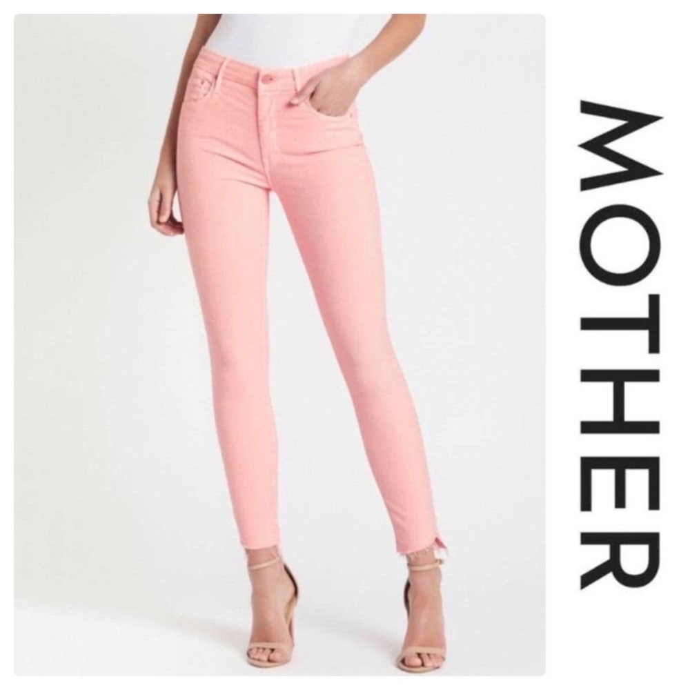 Mother Pink Lemonade Looker Ankle Step Fray Jeans - Picture 12 of 12